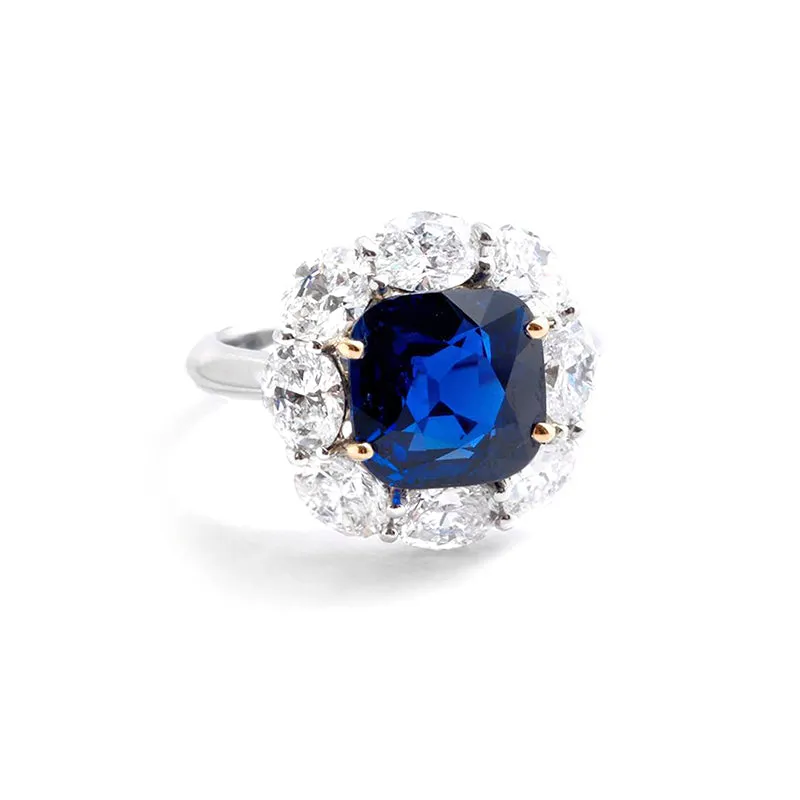 BAYCO PLATINUM & 18CT YELLOW GOLD 5.73ct BURMESE SAPPHIRE & DIAMOND RING