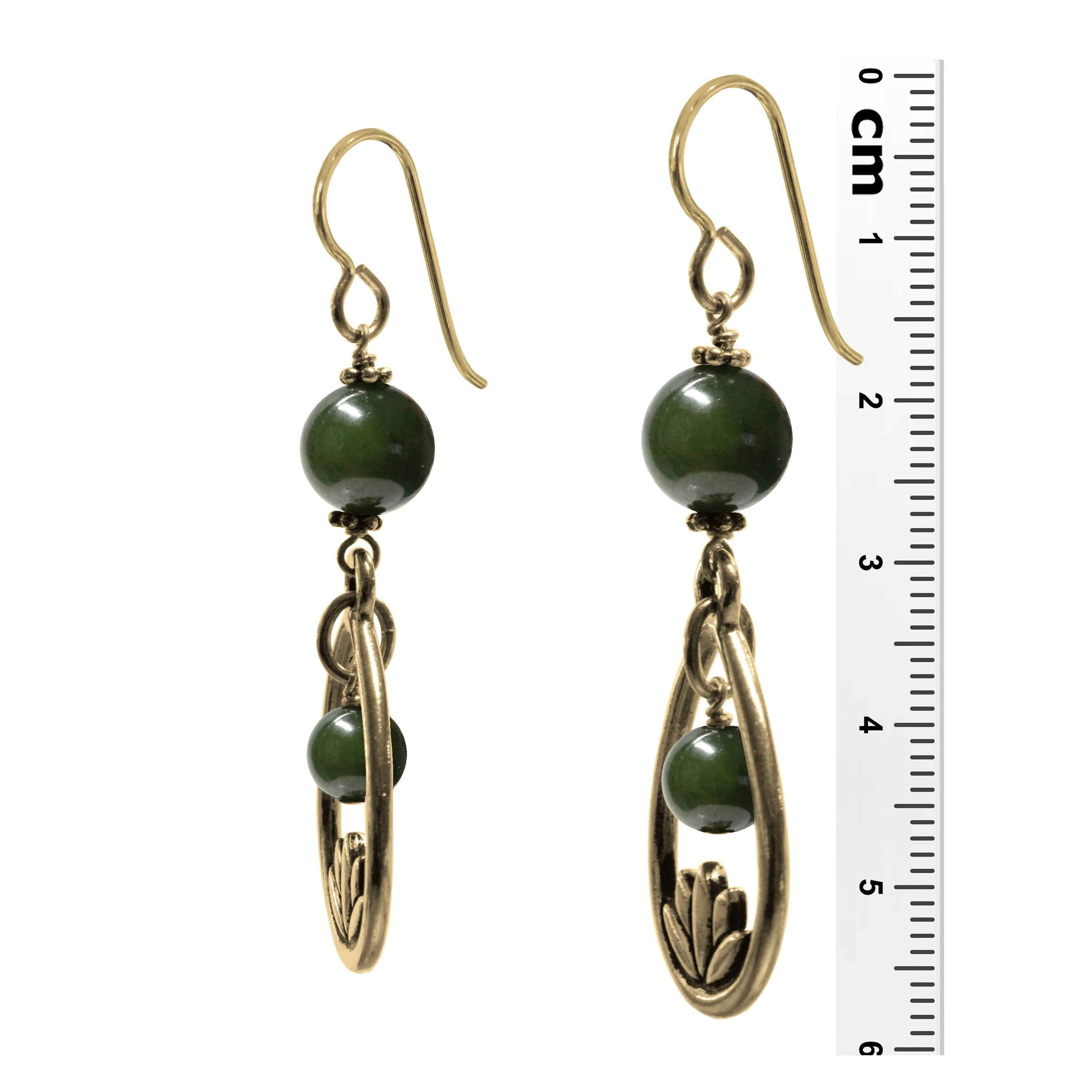 BC Jade Lotus Earrings / 58mm length / gold filled hook earwires