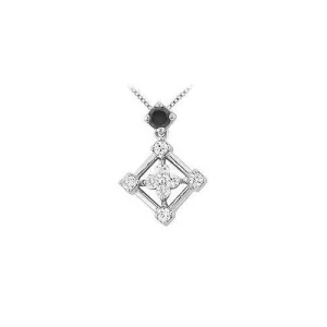 Black and White Diamond Square Pendant : 14K White Gold - 1.00 CT Diamonds