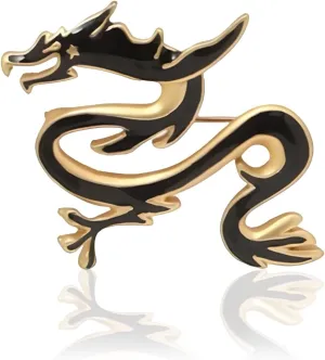 Black Enamel Dragon Brooches for Men Elegant Gold Hip Hop Punk Animal Brooch Pins Fashion Jewelry Brooch Pin Accessories for Men Women