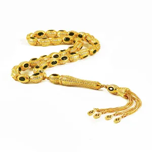 Black Zircon Stone Golden Color Silver Tasbeeh