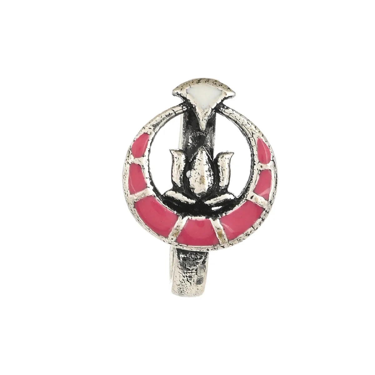 Blooming Lotus Silver Plated Nose Ring Pink By Voylla