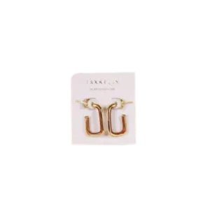 Brown Enamel Rectangle Gold Hoop Earrings