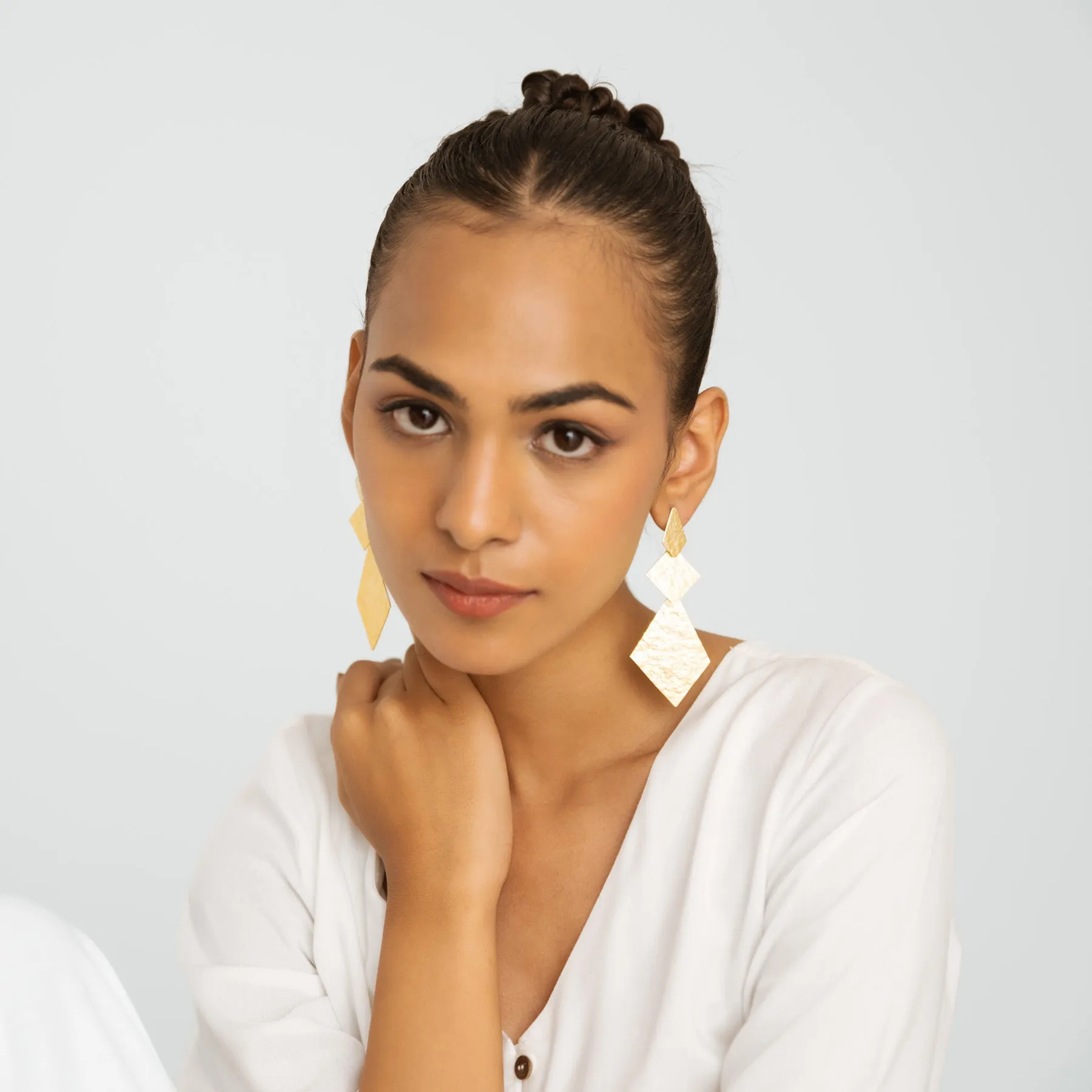Brushed Drop Earrings - Gold