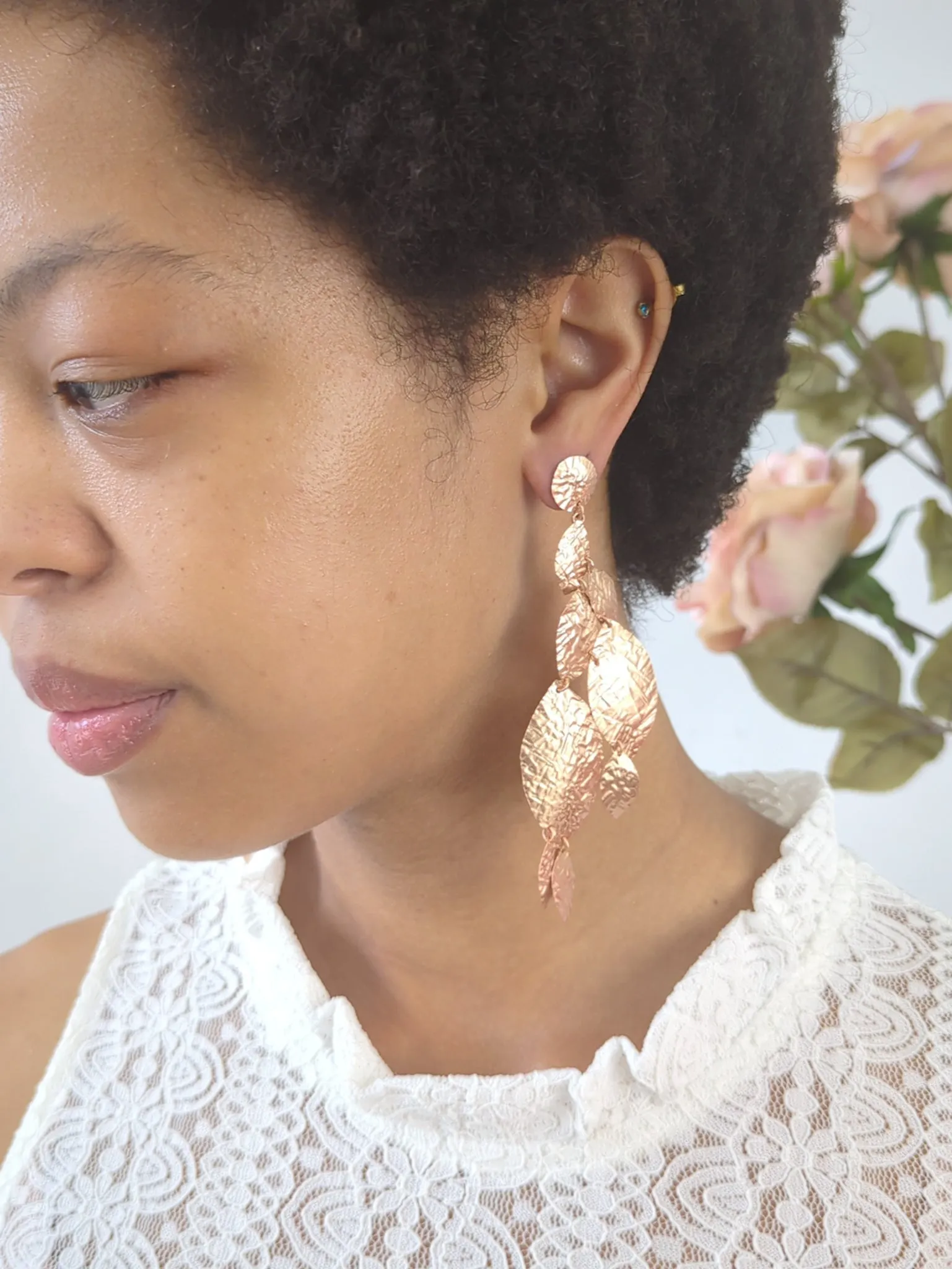 Cascading Leaf Statement Earrings