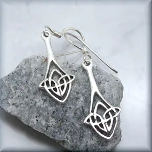 Celtic Knot Teardrop Earrings - Sterling Silver