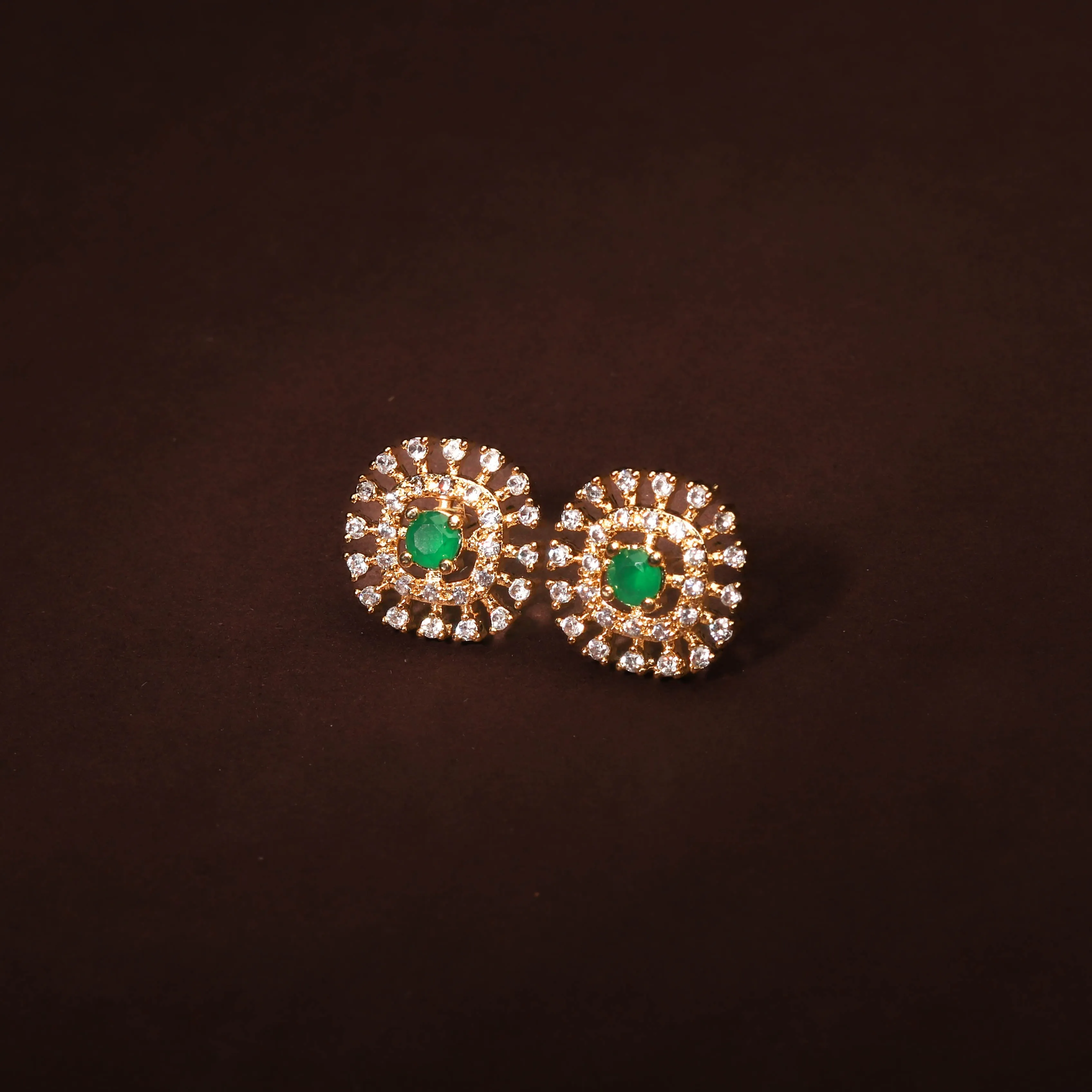 Charming Emerald Green and White CZ Studded Earring For Women