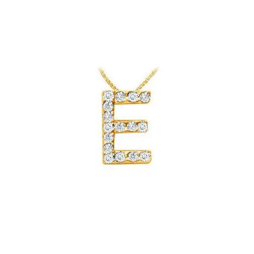 Classic E Initial Diamond Pendant : 14K Yellow Gold - 0.15 CT Diamonds