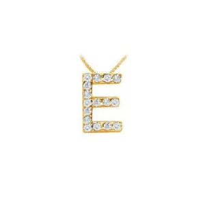 Classic E Initial Diamond Pendant : 14K Yellow Gold - 0.15 CT Diamonds