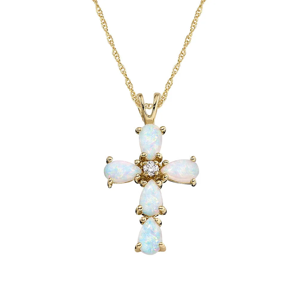 Classic Opal and Diamond Cross