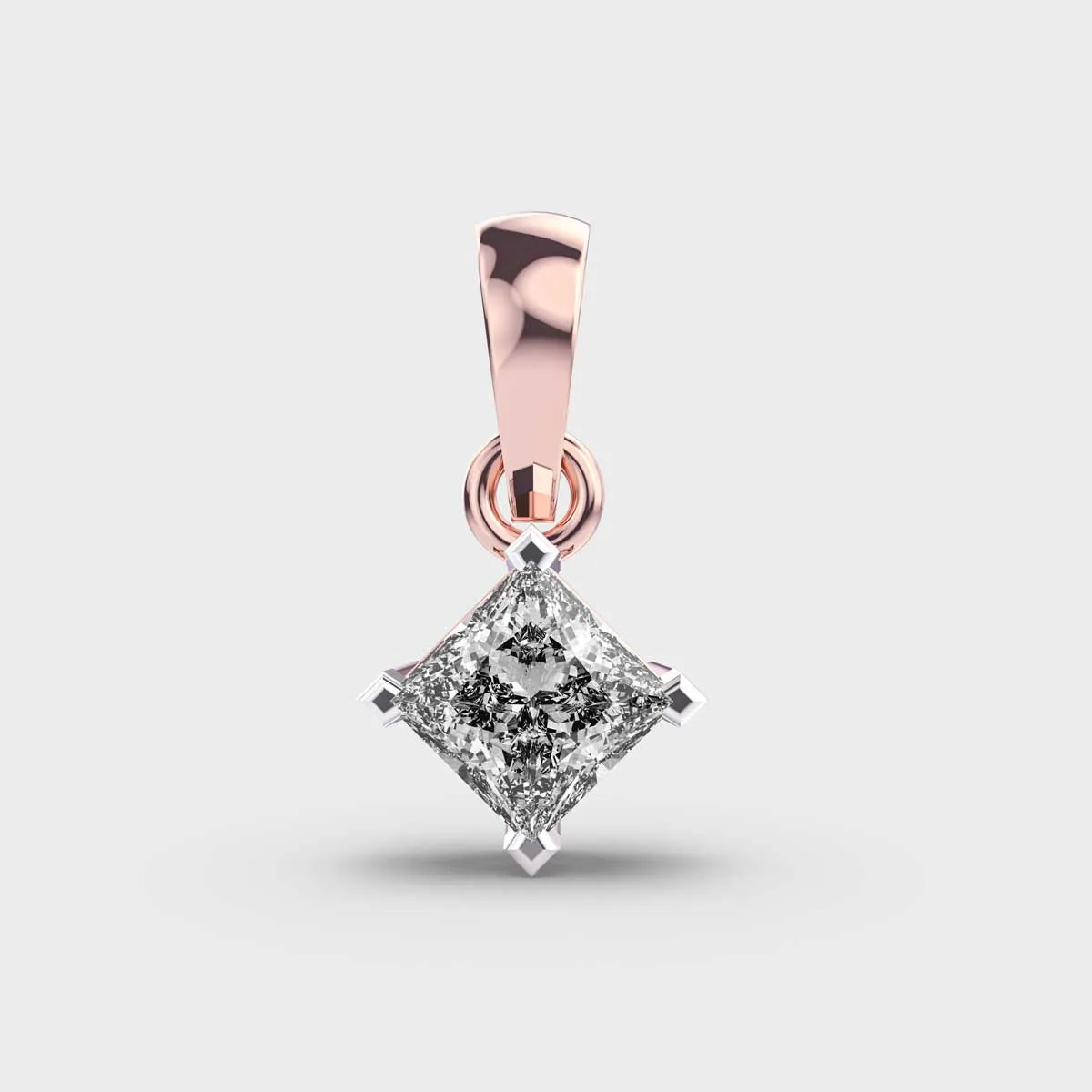 Classic Princess Solitaire Pendant (Without Chain)