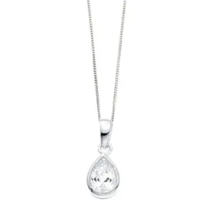 Classic Silver Pendant with Teardrop Cubic Zirconia