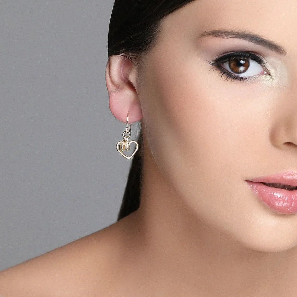 Corazon Dangle Earrings #2 (12mm) - Yellow Gold