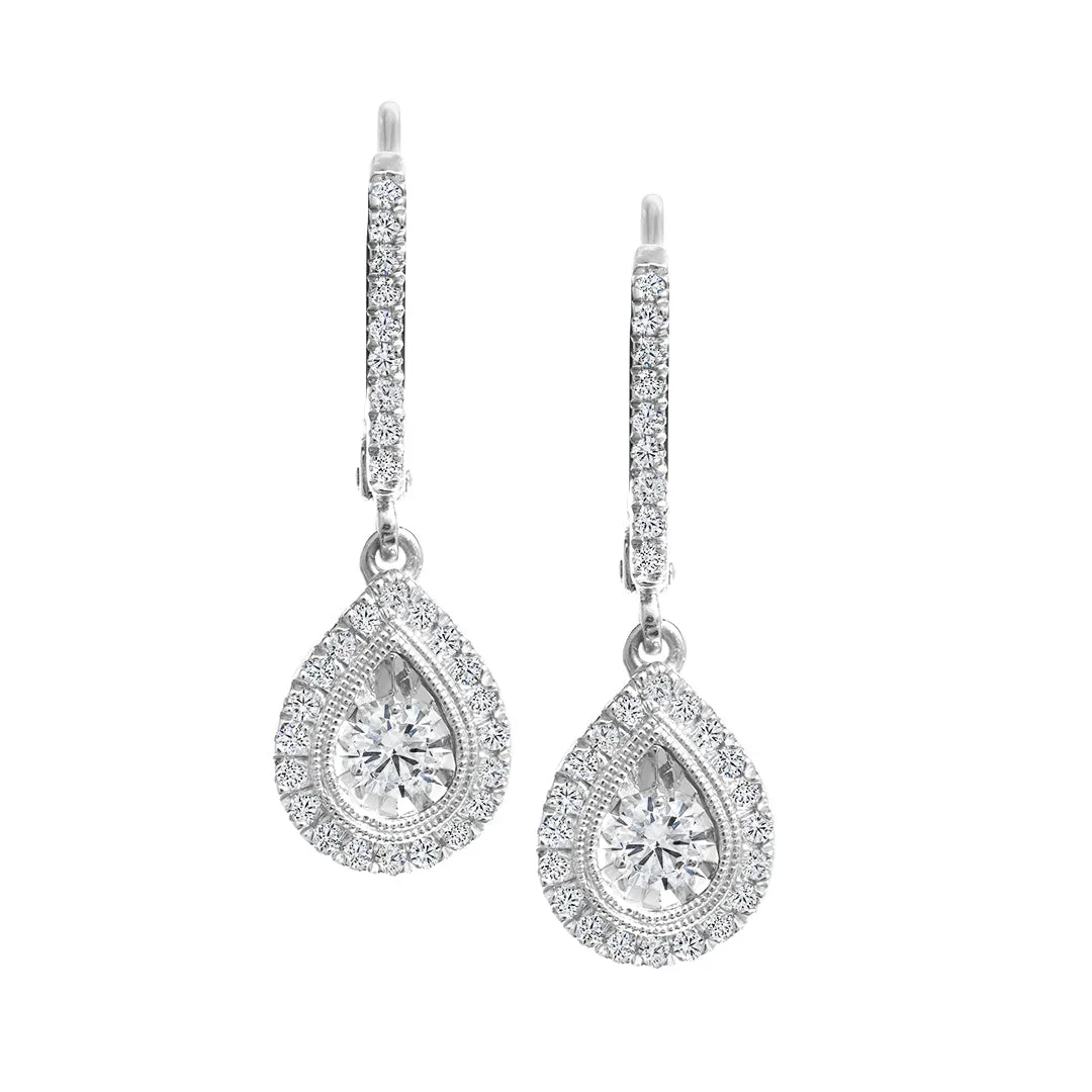 CR-E7971 -10K Canadian Diamond Vintage Pear Dangling Earrings