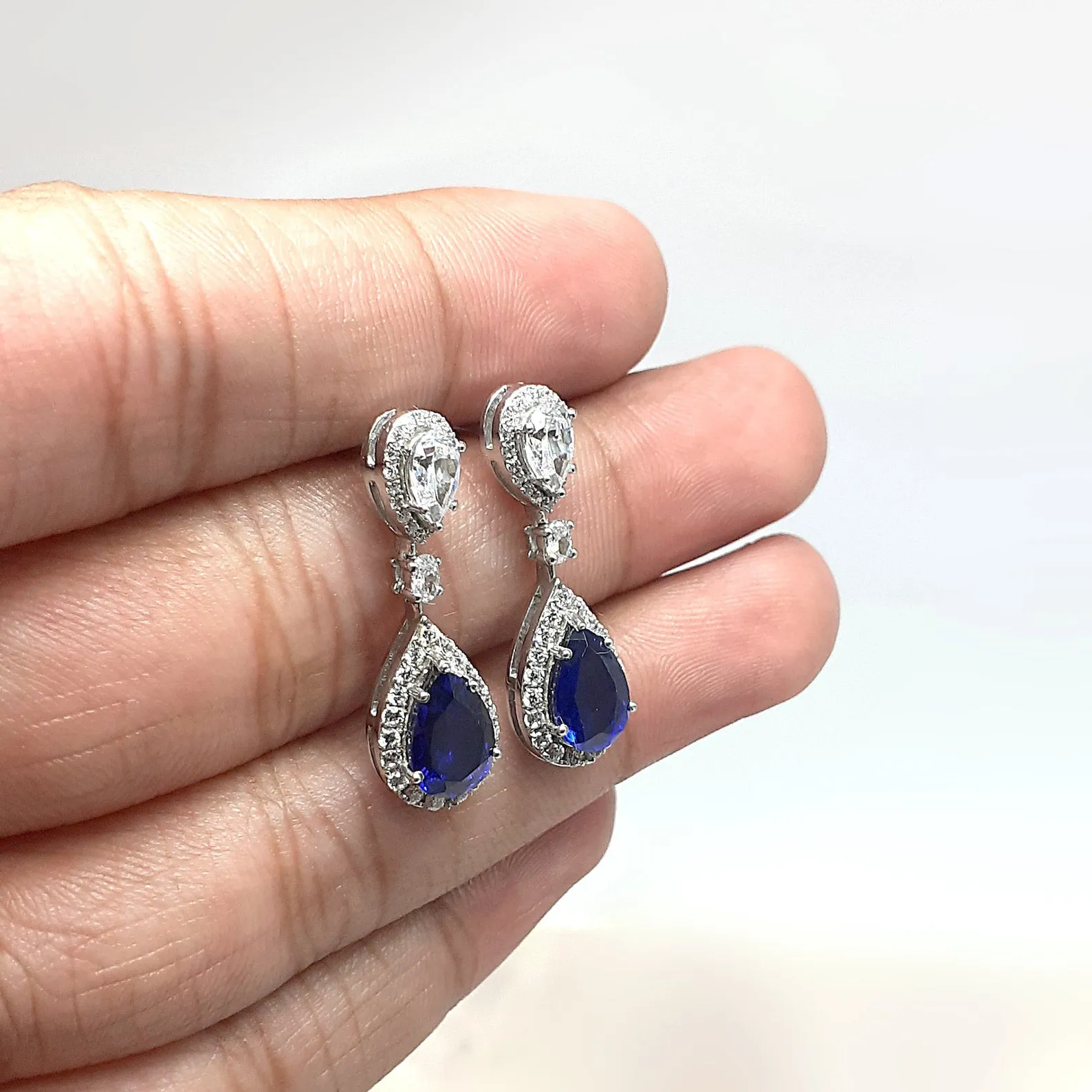 Crystal Blue Starburst Earrings