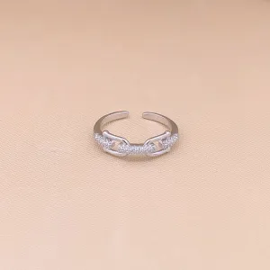 Curb Chain Adjustable Ring (Pure Silver)