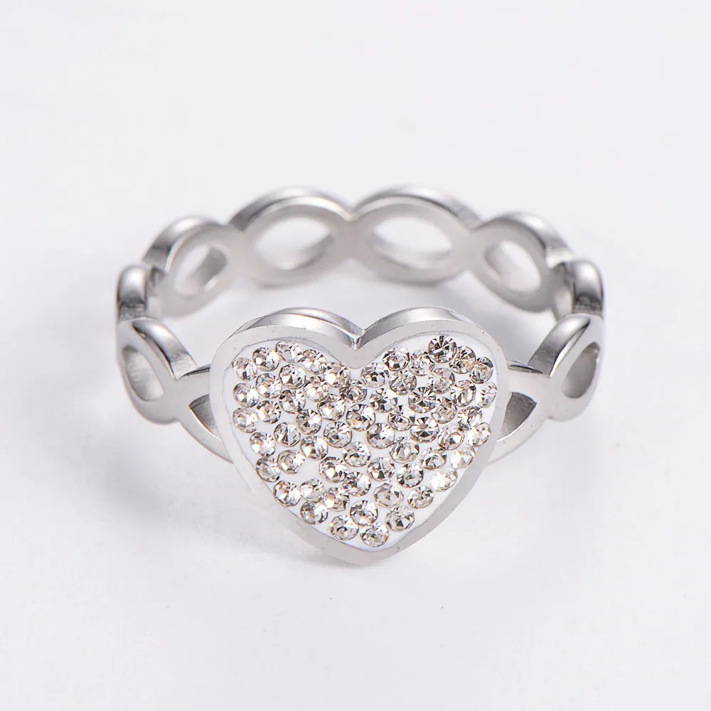 Cute & Edgy Geometric Stainless Steel Diamond Inlay Rings