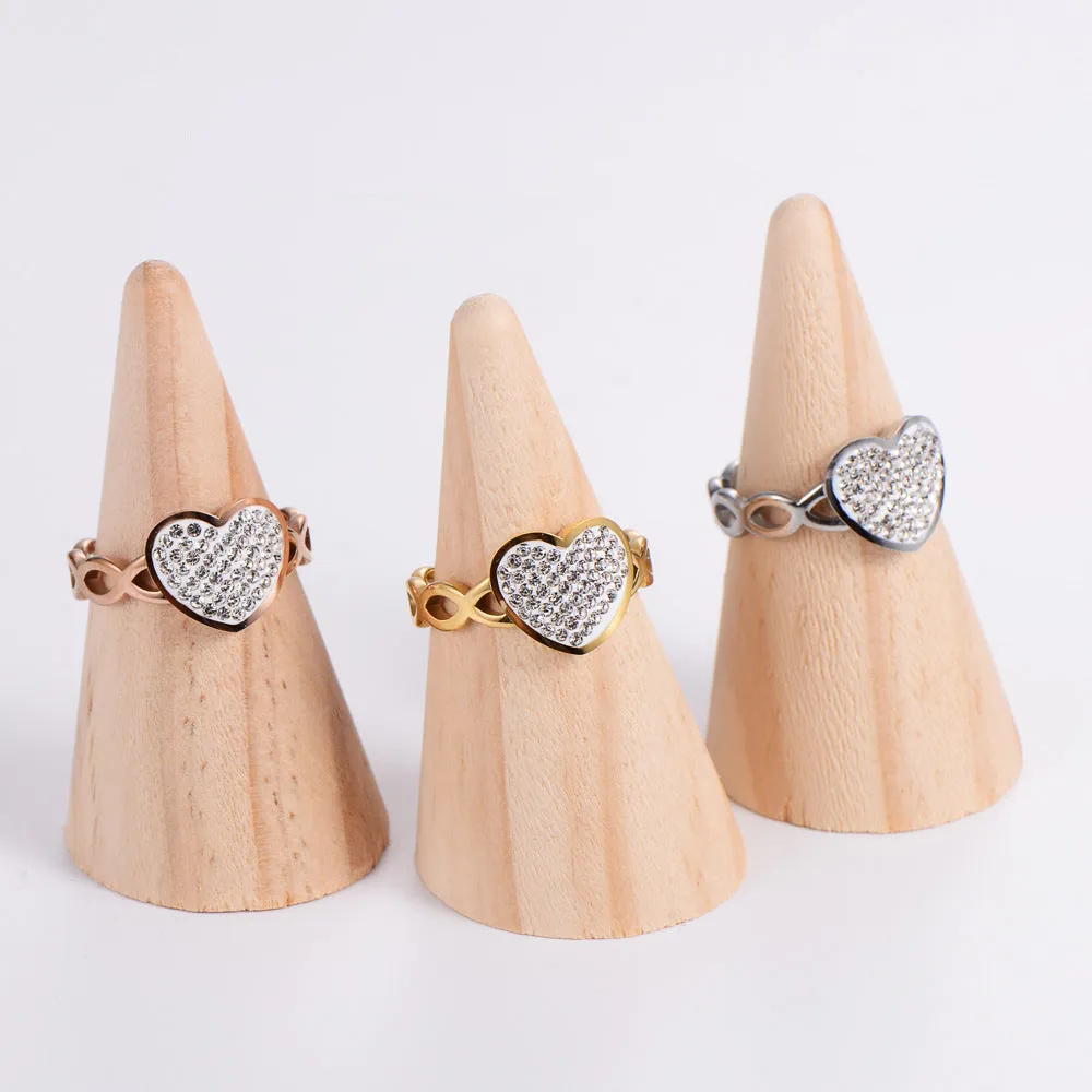 Cute & Edgy Geometric Stainless Steel Diamond Inlay Rings