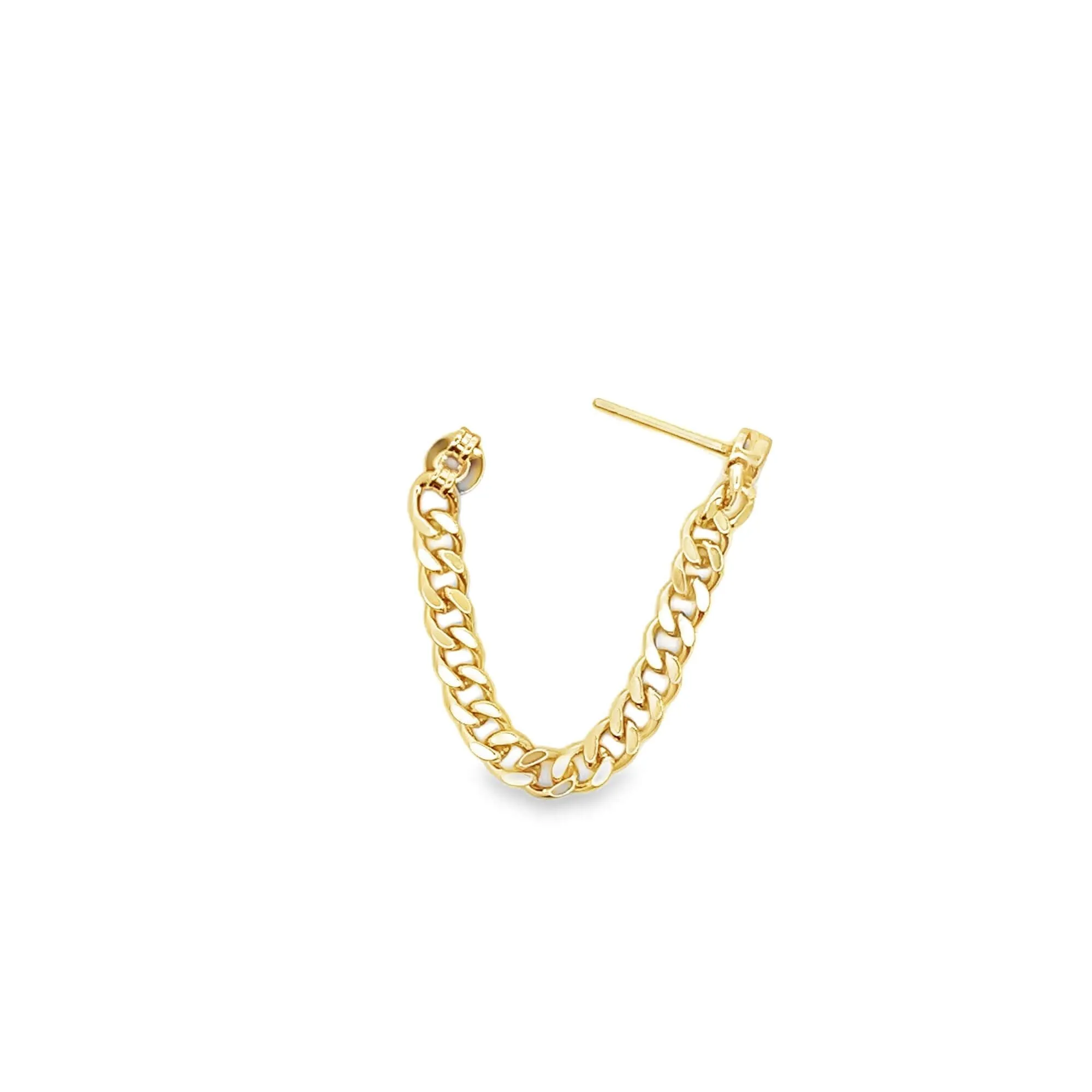 CZ Gemstone Thin Cuban Link Dangle Earrings (K37A)