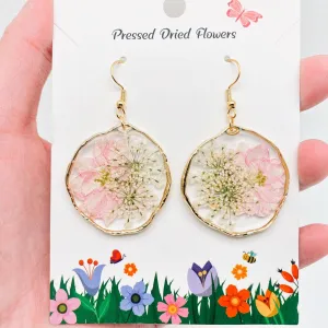 Delphinium & Queen Anne's Lace Dried Flowers Earrings