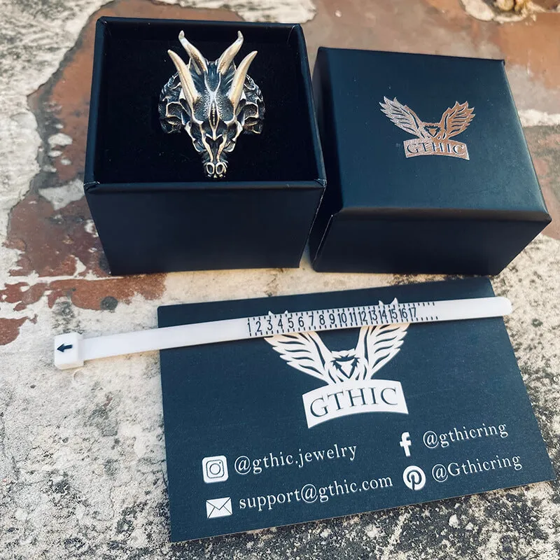 Devil Dragon Skull Sterling Silver Ring