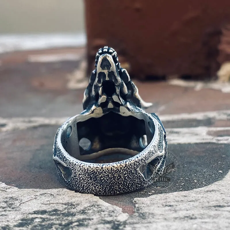 Devil Dragon Skull Sterling Silver Ring