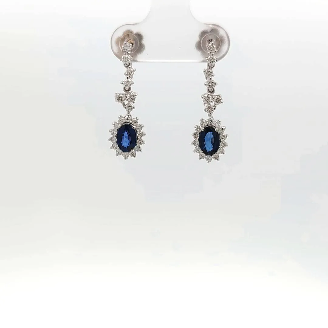 Diamond and Blue Sapphire drop earrings