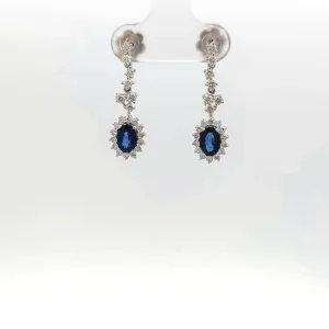 Diamond and Blue Sapphire drop earrings