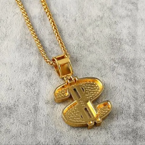 Dollar Sign Necklace- Iced Out Rope Chain