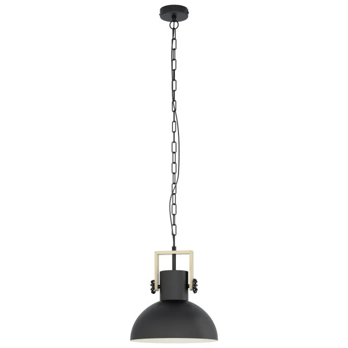 Eglo Lighting Lubenham E27 Black/Wood Pendant Light