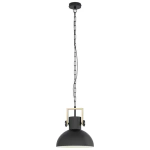 Eglo Lighting Lubenham E27 Black/Wood Pendant Light