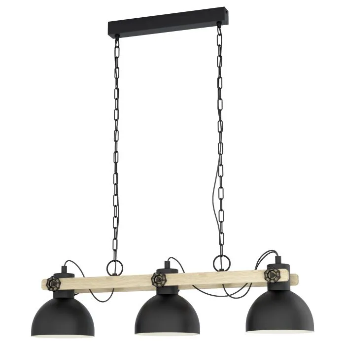 Eglo Lighting Lubenham E27 Black/Wood Pendant Light