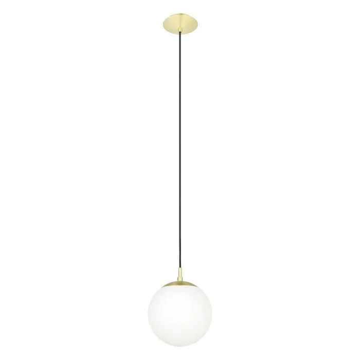 Eglo Lighting Rondo 60W E27 Brass Matt/Opal 2M Pendant Light