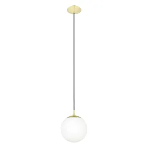 Eglo Lighting Rondo 60W E27 Brass Matt/Opal 2M Pendant Light