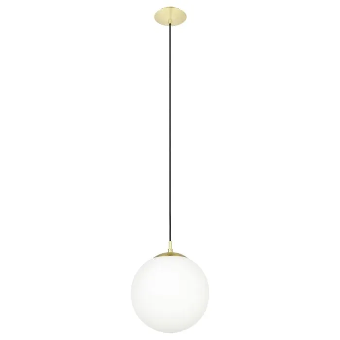 Eglo Lighting Rondo 60W E27 Brass Matt/Opal 2M Pendant Light