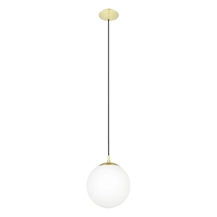 Eglo Lighting Rondo 60W E27 Brass Matt/Opal 2M Pendant Light