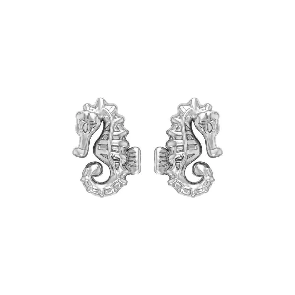 Elegance: Sterling Silver Oceanic Seahorse Post Earring by Peter Stone -
