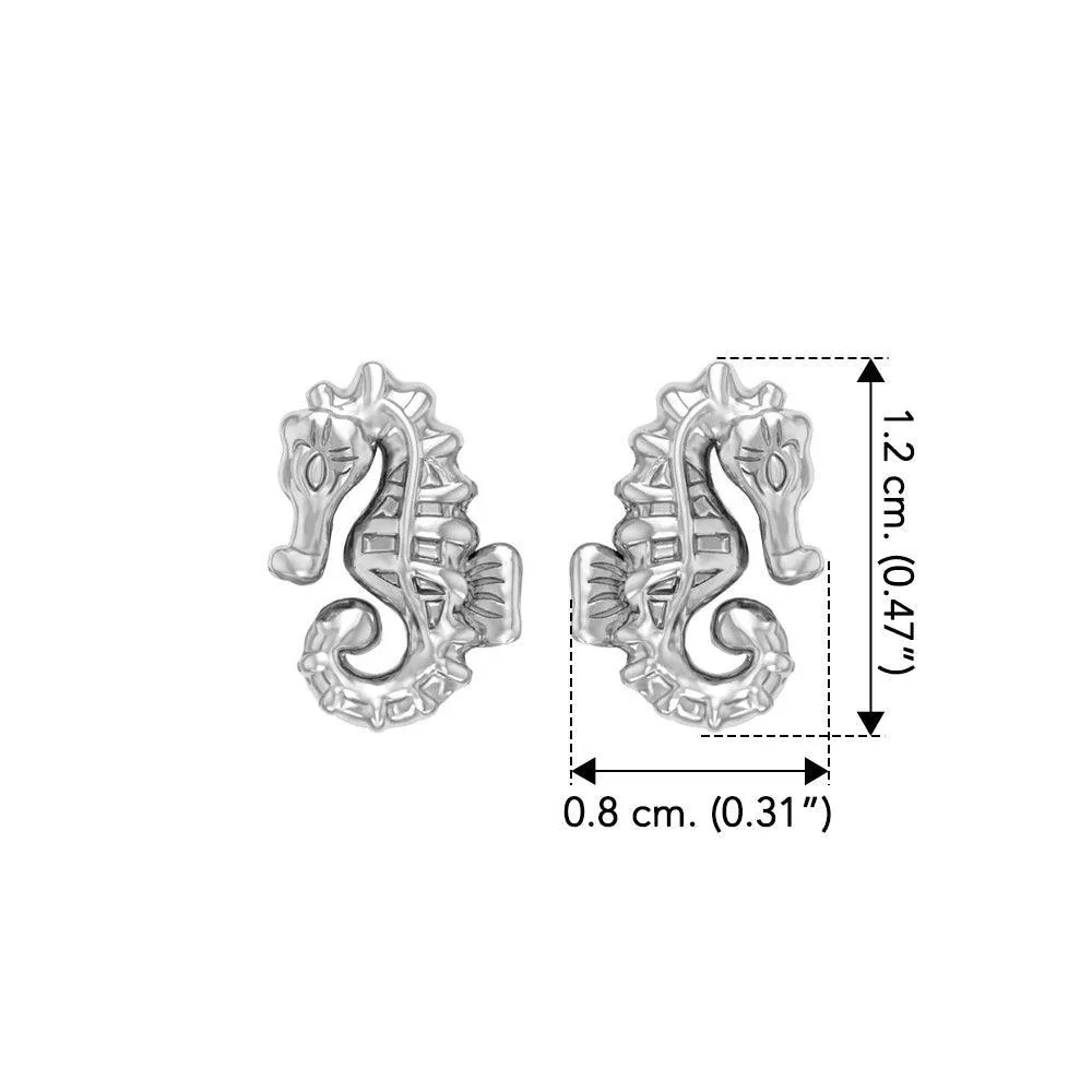 Elegance: Sterling Silver Oceanic Seahorse Post Earring by Peter Stone -