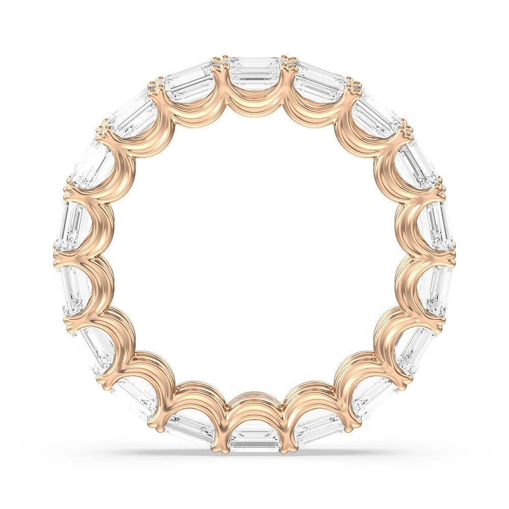 Emerald Split Prong Waves Eternity Ring