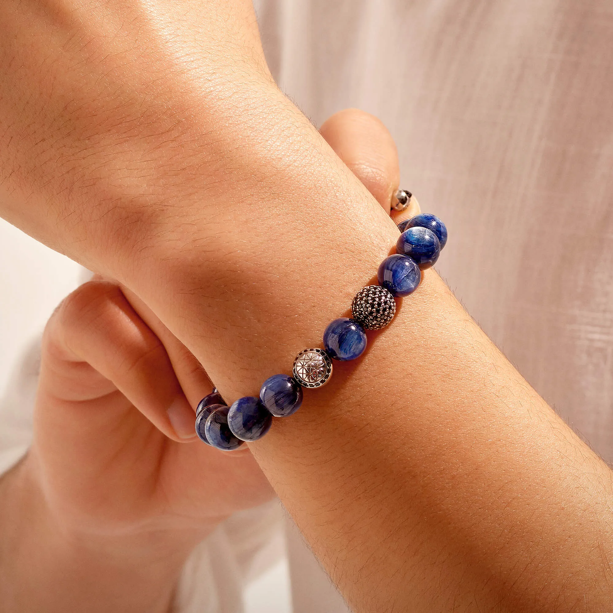 Exclusive Signature Beaded Macrame Bracelet - Silver
