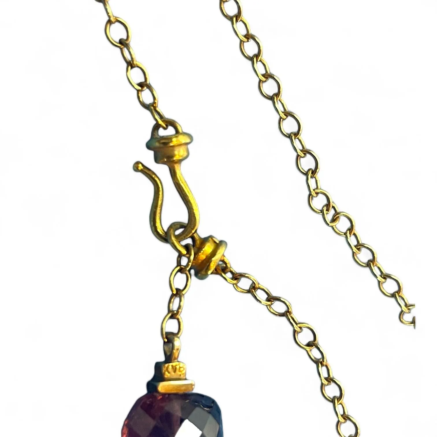 Exquisite 18K Yellow Gold Pink and Purple Gemstone Necklace