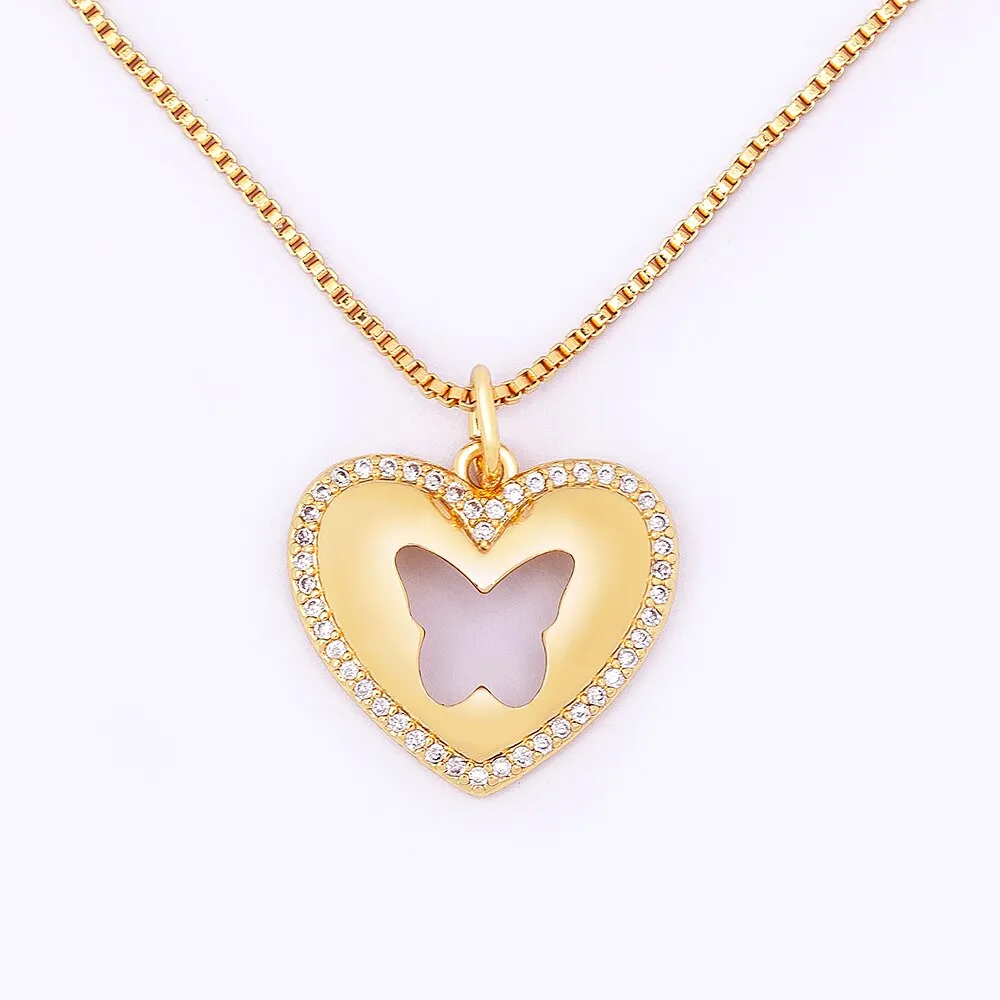 Exquisite Hollow Butterfly Necklace for Women Men