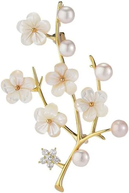 Fashion Flower Brooches for Women Rhinestone Flower Brooches Pins 18k Gold Plated Lapel Pins Jewelry for Girlfriend Wife