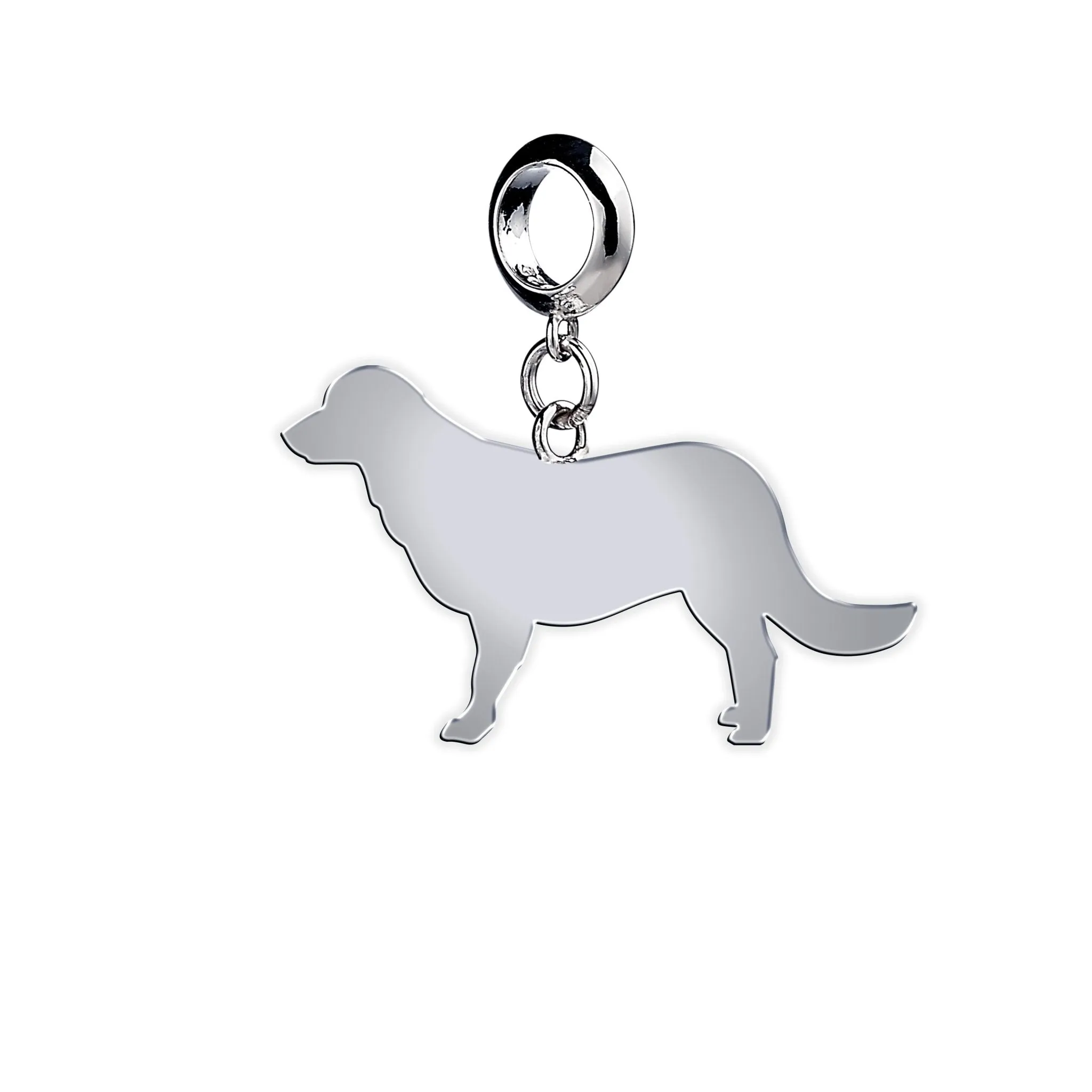 Flat-Coated Retriever Silhouette Silver Charm