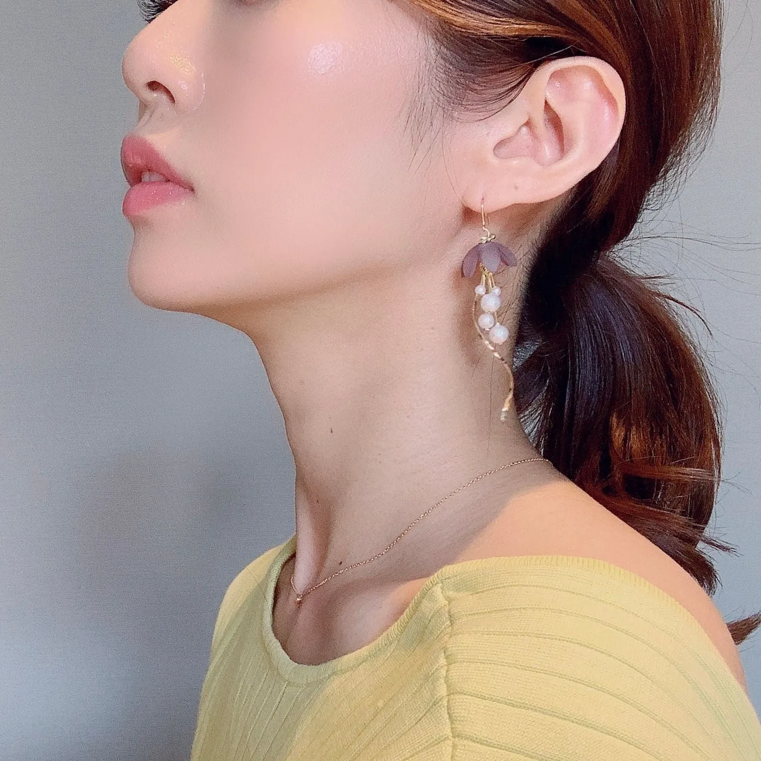 Fluctuating Flower Jellyfish Pierced earrings, Clip-on earrings