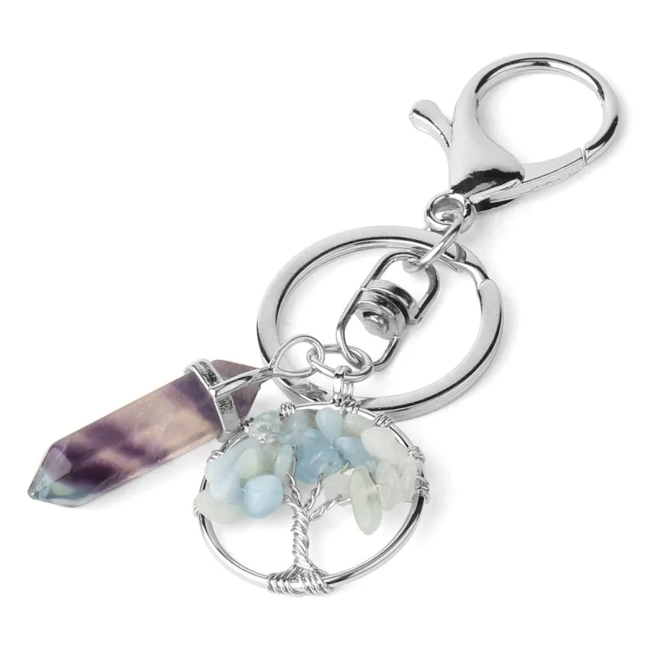 Fluorite Tree of Life Pendants Keychain