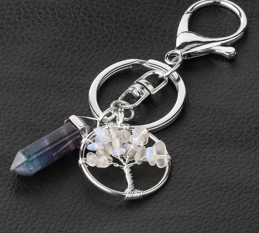 Fluorite Tree of Life Pendants Keychain
