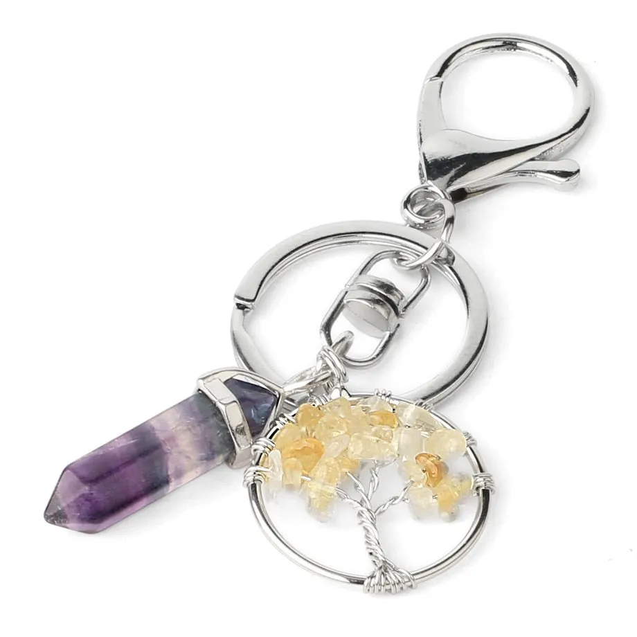 Fluorite Tree of Life Pendants Keychain