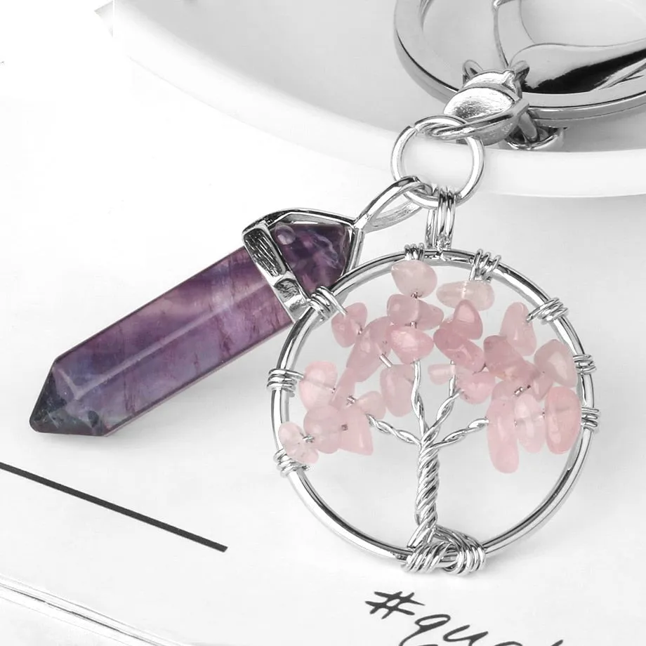Fluorite Tree of Life Pendants Keychain