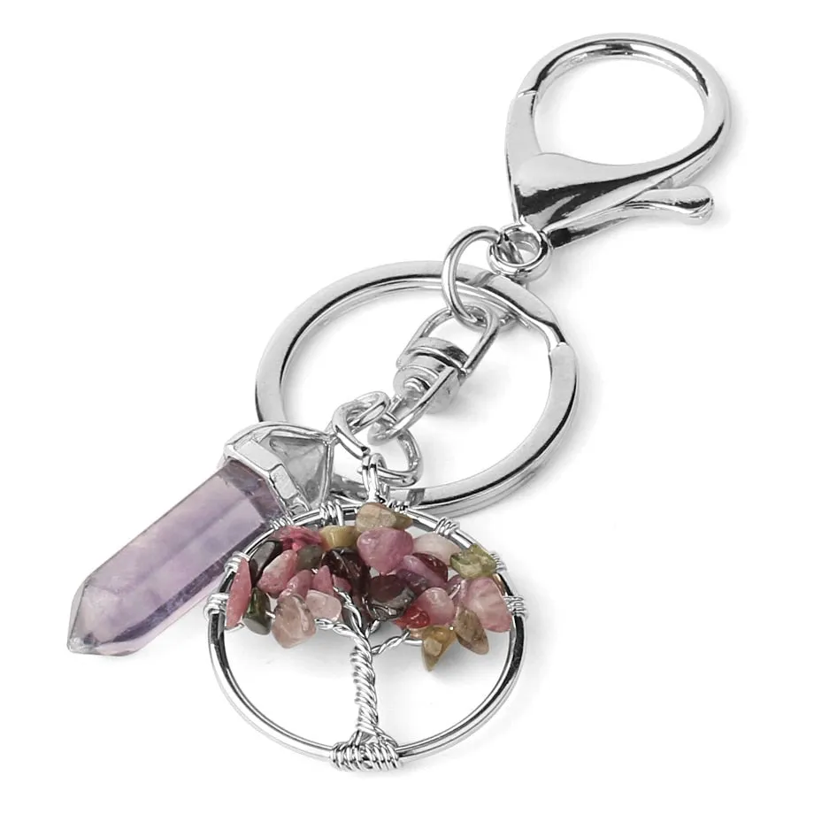 Fluorite Tree of Life Pendants Keychain
